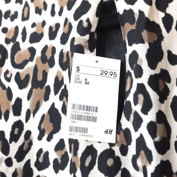 NWT H&M Leopard Print Mini Dress Sz 6 Scoop Neck Party Outing Rodeo Country - Picture 5 of 6